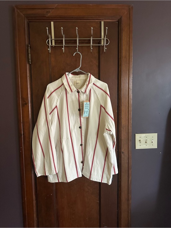 Faherty Jackets & Blazers - Faherty Cream Stipe Chore Jacket